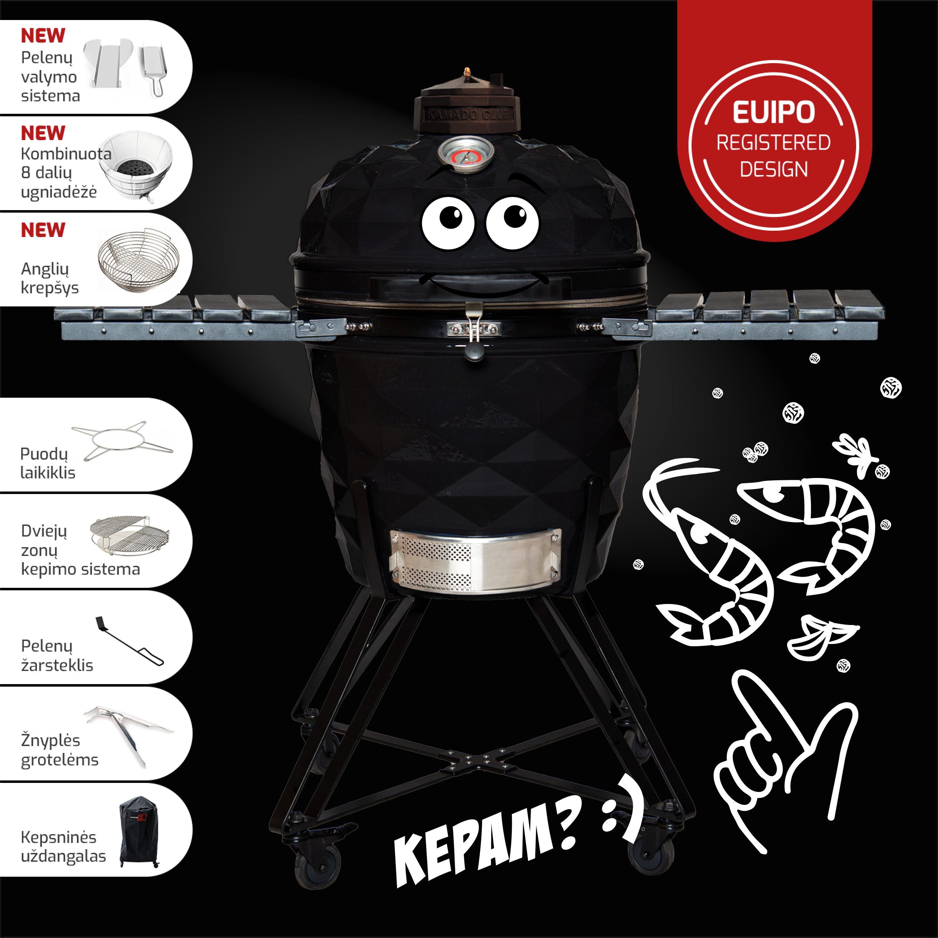 KamadoClub Pro 2 Premium+ kepsninė, juoda